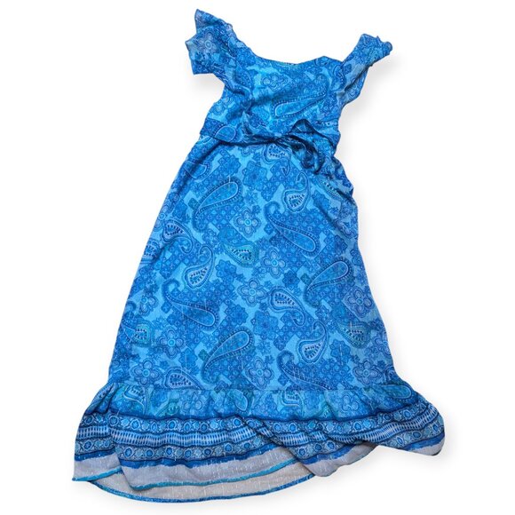 Justice Girls Vibrant Blue Paisley Maxi Dress Size 6 - Picture 5 of 7
